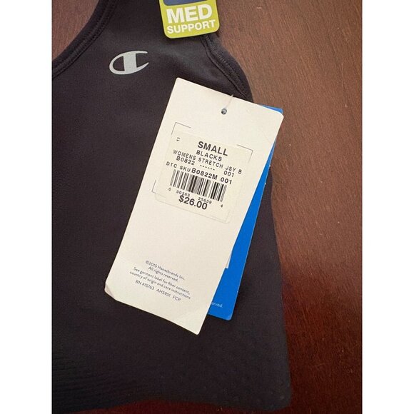 Champion NWT Jersey Stretch Racerback Sports Bra in Black Size Small - Picture 5 of 9